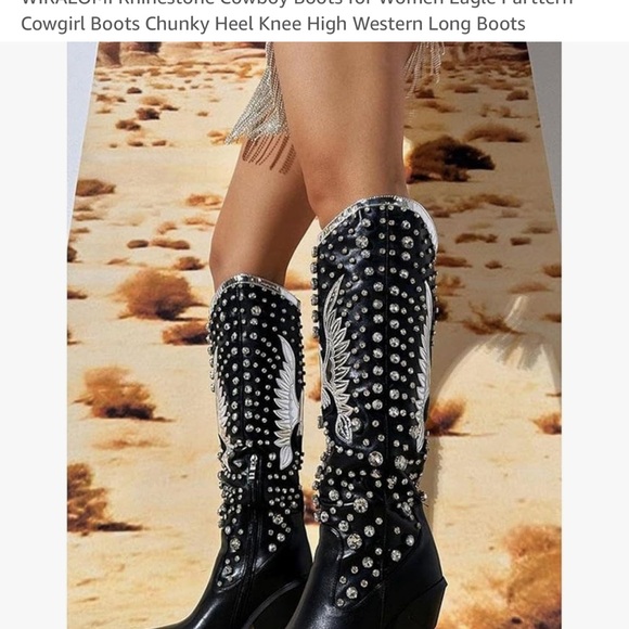 WIRALOMI rhinestone w/Phoenix size 9.5 cowboy boots - Picture 4 of 8